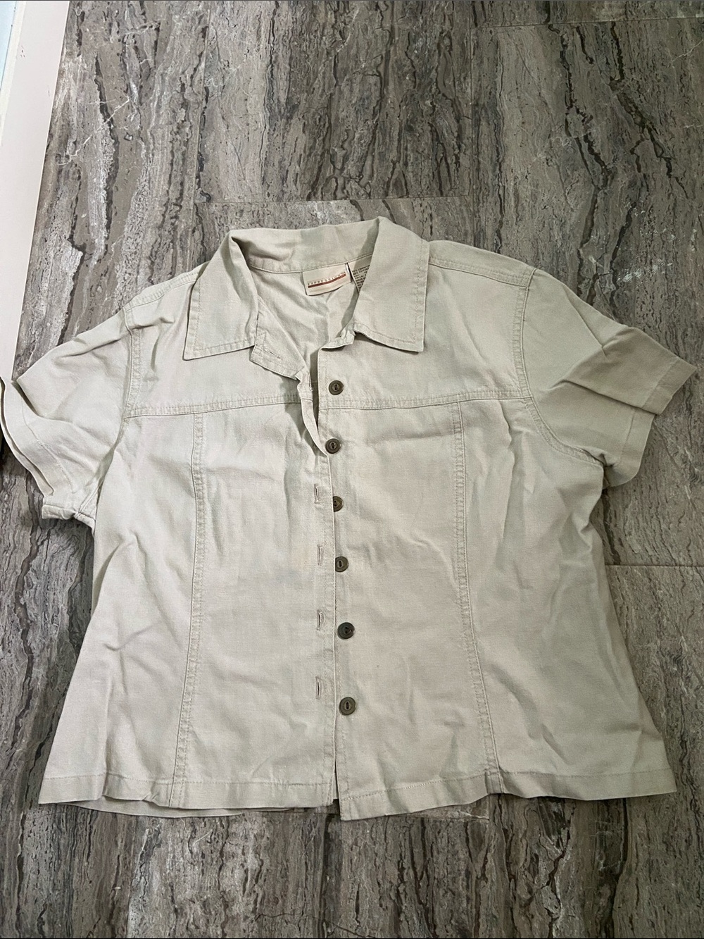 Expressions Beige Linen-Cotton Top